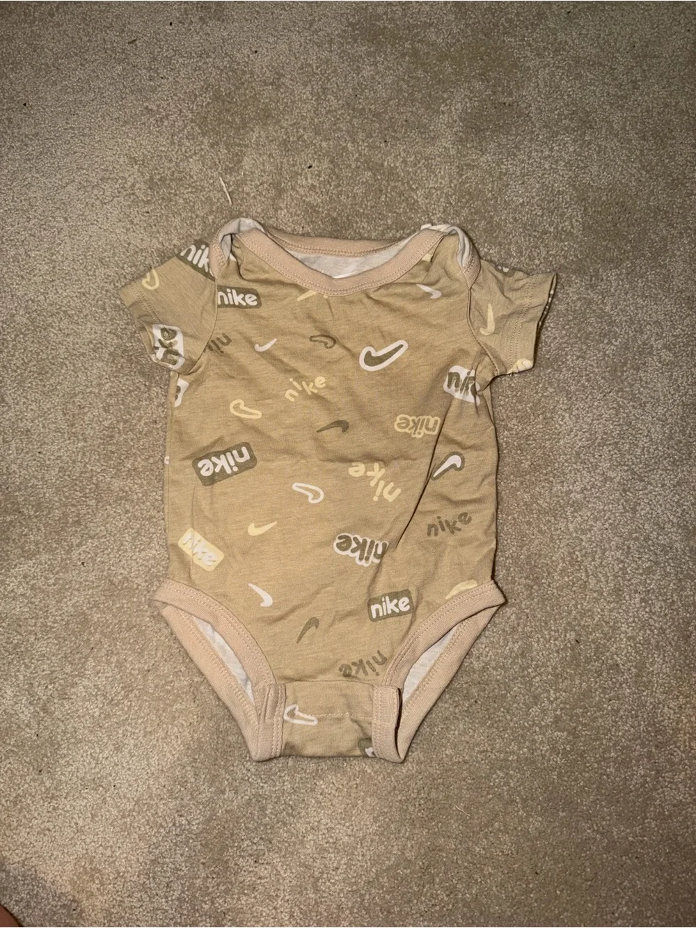Nike Tan Logo-Print Baby One-Piece Bodysuit